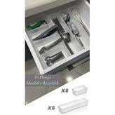 10'lu Modüler Set Kaşıklık Çekmece Içi Düzenleyici Çatal Kaşık Bıçak Düzenleme Organizeri Şeffaf