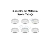 12 Adet Beyaz Melamin Tatlı,Pasta Tabağı 25 Cm Sığ Tabak Günlük Kullanım Için Hesaplı Servis Tabağı