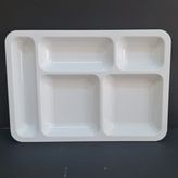 12 Adet Kırılmaz Melamin Standart 5 Bölmeli Tabldot Yemek Tabağı 40X28 cm - 40 x 28 cm