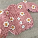 1/2 Yaş El Örgüsü Hırka - Pembe
