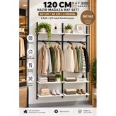 120 Cm Duvar Raf Askılık Sistemi 6 Raflı 2 Modül 200 Cm Konik Dikme Hazır Set Beyaz
