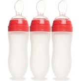 120ML Silikon Kaşıklı Biberon 6 Ay Şeffaf, 3’lü Set - Antrasit