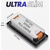 12V Slim (Ince) Tip Şerit LED Sürücüsü (Led Trafosu) - 12V-200W-16,6 A