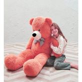 130 cm Papyonlu Dev Boy Peluş Ayı - Nar Çiçeği
