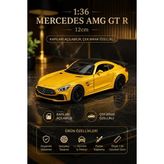 1:36 Mercedes AMG GT R Sarı Diecast Metal Oyuncak Araba Açılır Kapı Çek Bırak