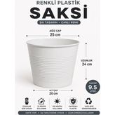 15 Pot Üretim Saksı Set / Beyaz Renkli Plastik Saksı 9,5 Litre – Modern Tasarımlı Bahçe Ve Ev Saksısı