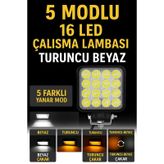 16 Led 5 Modlu Turuncu Beyaz Çalışma Lambası