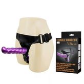 17.5 Cm Belden Bağlamalı Çift Taraflı Mor Strap-On