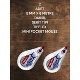 2 Adet 5 mm x 6 Metre Daksil Şerit Tipi Tipp-Ex Mini Pocket Mouse