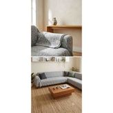 2 Adet modern Dokulu Gri / Siyah Kırçıllı Büyüklü Koltuk Örtüsü - 170 x 220 cm - 01 - Siyah - Gri