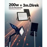 200W Kumandalı Led Solar Projektör + 3M. Lamba Direği