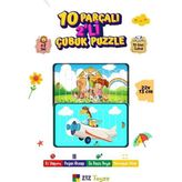 212Toyzz Eğitici Öğretici Sevimli Uçak+Sevimli Köpekler Dikey 10 Parçalı Ahşap Çubuk Yap Boz Puzzle 2Li Set