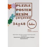 22lik Puzzle Poster Resim Çerçevesi PVCli Postersiz Resimsiz Çerçeve (Kahverengi, 34x48)