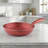 24 Cm Granit Tek Saplı Tava - Kırmızı
