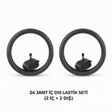 24 Jant Lastik Seti - 2 Dış Lastik 24x1.95 + 2 İç Lastik Oto Kalın Sibop - Takım Bisiklet Lastiği