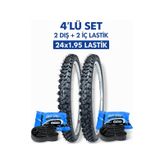 24x1.95 Bisiklet İç Ve Dış Lastik Seti 2 İç 2 Dış 24x1.95 Lastik 24 Jant Bisiklet Lastiği
