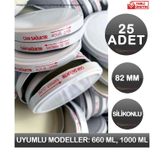 25 Adet 82 Mm Beyaz Kavanoz Kapağı Silikonlu 660 Ml Uyumlu Konserve Kapak Logosuz 1000 Ml Uyumlu