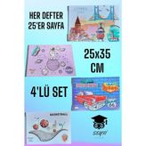 25x35 Telli Resim Defteri 25 Yaprak 4 'lü Set
