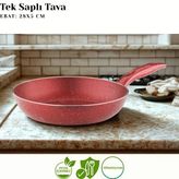 28 Cm Granit Tek Saplı Tava - Kırmızı