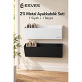 2’li Duvara Monte Metal Ayakkabılık ve Terliklik Seti 1 Siyah + 1 Beyaz