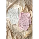 2'Li Nova Luna Ay Yıldız Desenli Uzun Kollu Bebek Body Seti - %100 Pamuklu Yumuşak Dokulu Antialerjik Bebek Zıbın Takımı (Pembe & Beyaz)