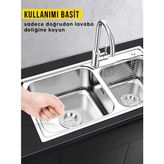 2'li Paslanmaz Metal Mutfak ve Lavabo Içi Gider Süzgeci Banyo Evye Deliği Çöp Tıkacı