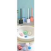 2'li Set Bükülebilir Silikon Tuvalet Fırçası Seti Ve Lavabo Küvet Tıkacı Süzgeç Silikon