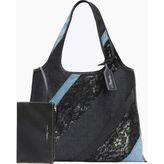 3.1 Phillip Lim Dantel Patchwork Denim Market Lüks Tasarım Kadın Tote Çanta - Siyah