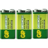 (3 Adet) 9 Volt Gp Greencell Pil GP1604G Çift Başlı Extra Güçlü, Yeni