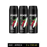 3 Adet Axe Africa Deodorant Sprey 150 Ml