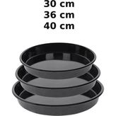 3 Adet Kaliteli 30-36-40CM Boyutlarında Yuvarlak Emaye Fırın Tepsisi Seti - 10 cm