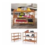 3 Katlı Pratik Ahşap Ayakkabılık ve Raf