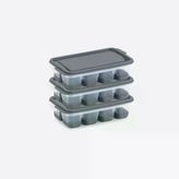 3 Lü Set Mini Kapaklı Silikon Buzluk Antrasit Renk