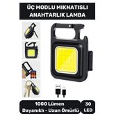 3 Mod Açacaklı Mıknatıslı Mini 30 LED Anahtarlık Mini El Feneri Usb Şarjlı 1000 Lümen El Feneri