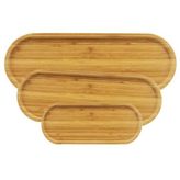 3 Parça Bambu Oval Sunum Tabağı Seti