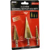 3 PARÇA HSS KADEMELİ MATKAP UCU SET-Findit
