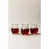 3 Parça Keyfi Ala Kulplu Damla Model Tombul Çay Bardağı Borosilikat Cam 200 ml