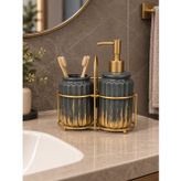 3 Parça Liva Banyo Seti - Antrasit Gold