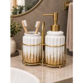 3 Parça Liva Banyo Seti - Beyaz Gold