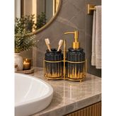 3 Parça Liva Banyo Seti - Siyah Gold