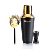 3 Parça Paslanmaz Çelik Kokteyl Shaker Seti (Gold)