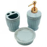 3 PARÇA SERAMİK BANYO SETİ ANTİK MAVİ