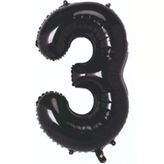 3 Rakam Siyah Folyo Balon 80 cm