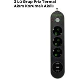 3 USB Portlu Üçlü Priz CXE103 - Lisinya