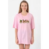 3 Wise Beagles Christmas Pembe Kadın Oversize Tshirt