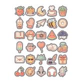 30 Adet Pastel Tatlı Objeler Sticker Seti - Laptop Defter Ajanda