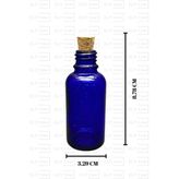 30 ml Mavi Renk Cam Şişe - Mantar Tıpalı