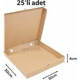30X30X4 Pizza Kutusu - Kraft - 25 Adet