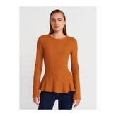 32090 Dilvin Uzun Kollu Peplum Top