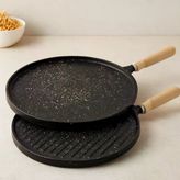 34 Cm Çift Taraflı Döküm Tava - Ahşap Saplı